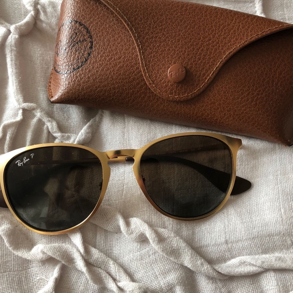Ray Ban Erika Metal POLARIZED Gold Sunglasses